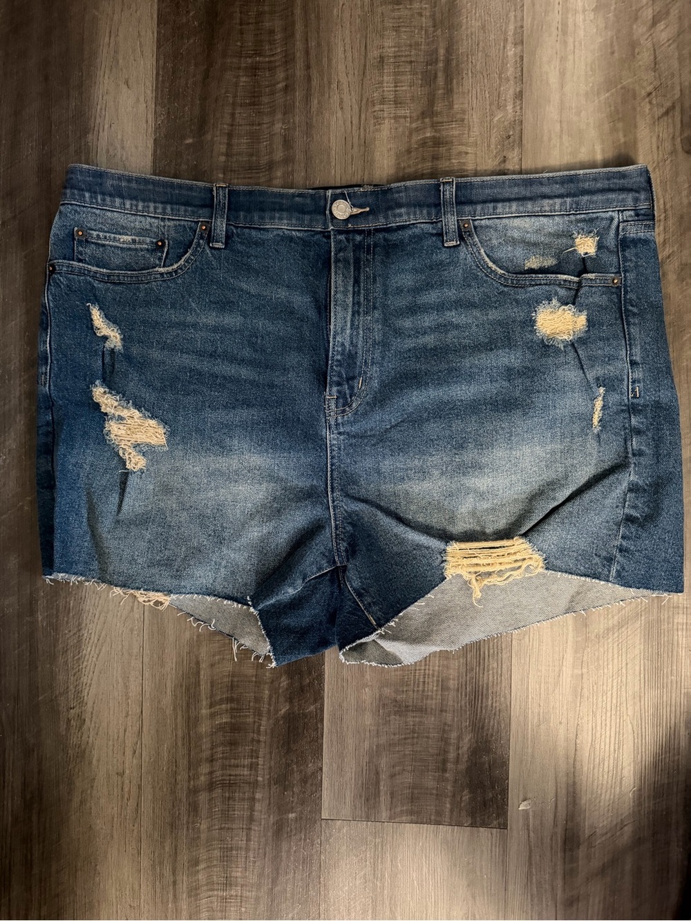 torrid Distressed Dark Blue Denim Jean Shorts